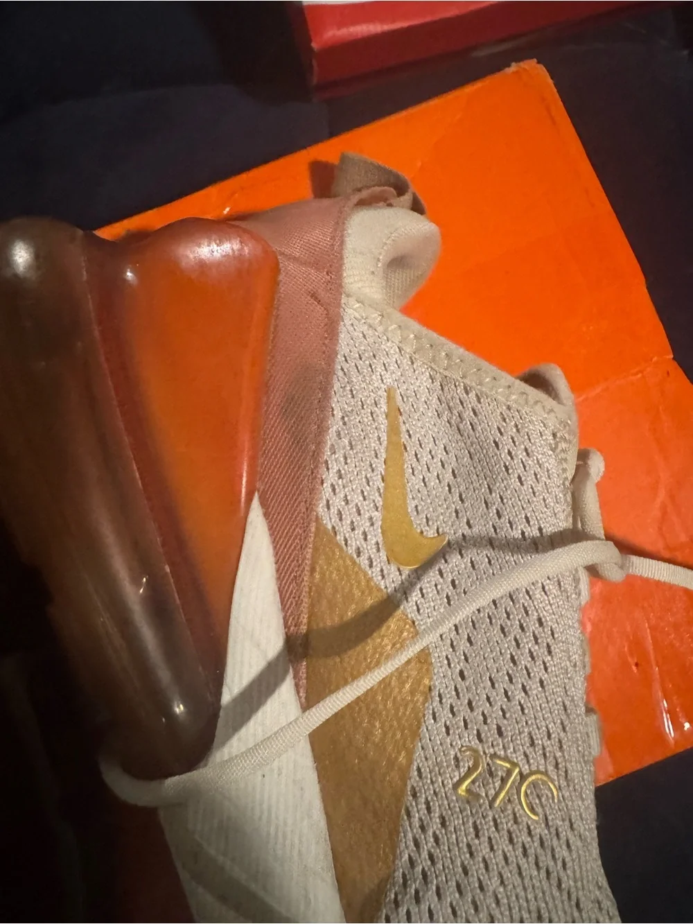 Nike Women's Air Max 270 in Cream, Gold & Brown